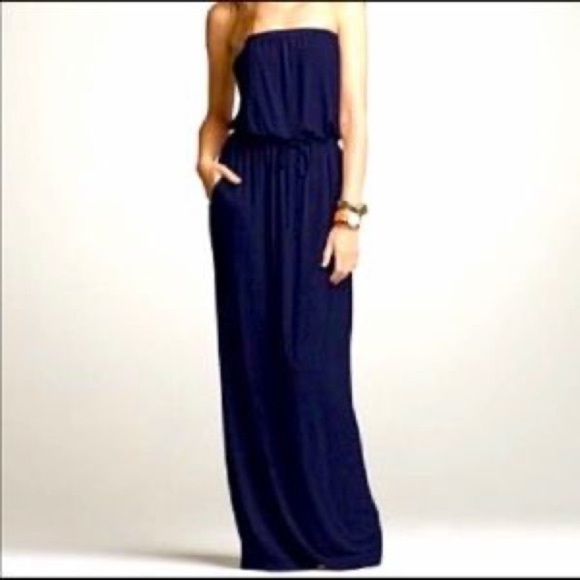 J. Crew Factory Navy Strapless Maxi Dress Size Small NEW - Picture 1 of 5